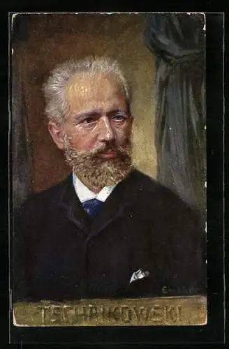 Künstler-AK Portrait des Komponisten Tschaikowski