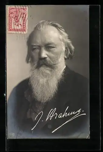 AK Portrait von Johannes Brahms mit grauem Haar und Vollbart