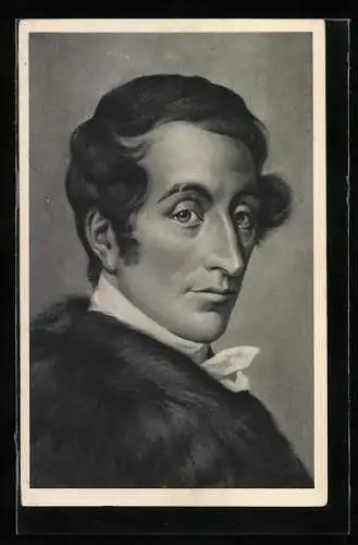 AK Karl Maria von Weber, Portrait im Pelz
