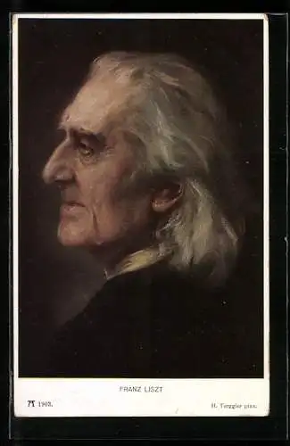 AK Franz Liszt, Portrait von der Seite