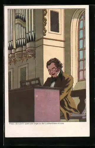 AK Franz Schubert spielt Orgel in der Lichtenthaler-Kirche