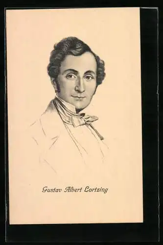 AK Portrait Gustav Albert Lortzing, Komponist