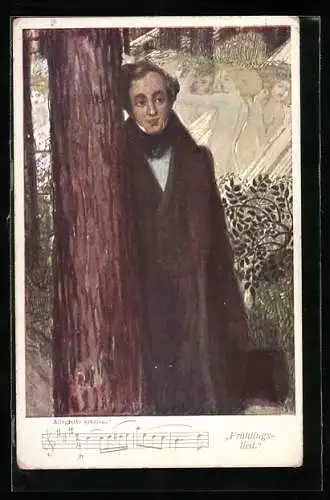 Künstler-AK Brüder Kohn (B.K.W.I) Nr.909-6: Mendelssohn, nachdenklich am Baum