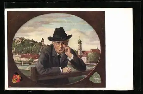 AK Deutscher Schulverein Nr. 104: Peter Rosegger, Portrait mit Hut