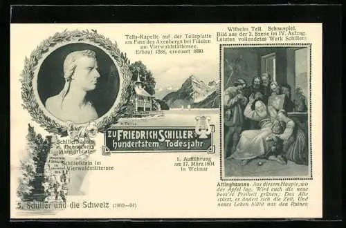 AK Attinghausen, Schauspiel Wilhelm Tell, Tells-Kapelle, Schillerstein
