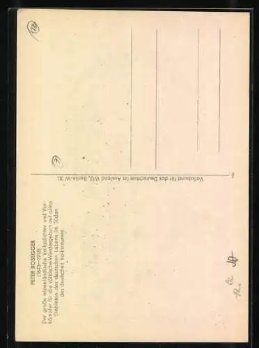 AK Volksdichter Peter Rosegger im Portrait