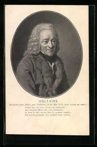 AK Voltaire mit Pelzkragen