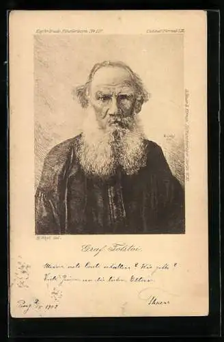 Künstler-AK Schriftsteller Leo Tolstoi