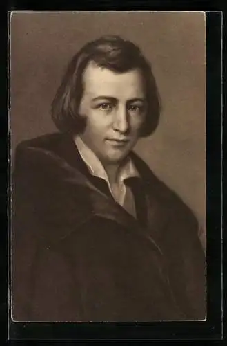 AK Heinrich Heine, der junge Schriftsteller portraitiert