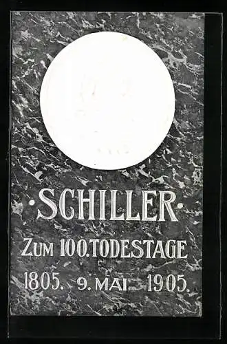 AK Friedrich Schiller, zum 100. Todestag 1905, Relief-Portrait