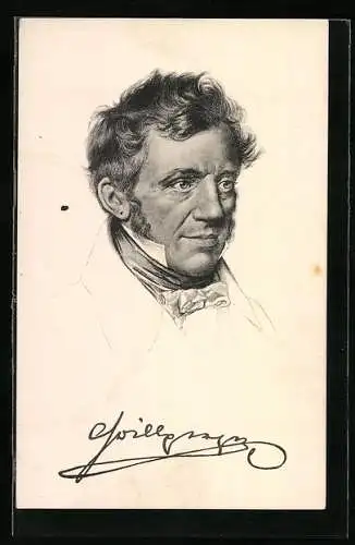 AK Franz Grillparzer, Portrait mit Fliege