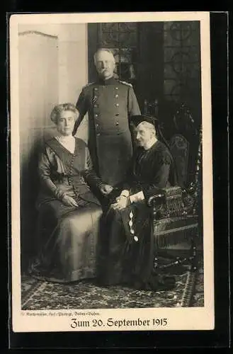 AK Badischer Opfertag, zum 20. September 1915, Grossherzog Friedrich II. von Baden mit Familie
