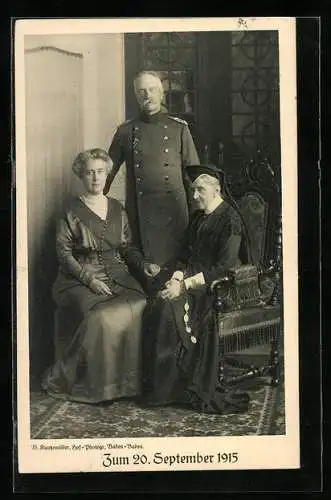 AK Badischer Opfertag, zum 20. September 1915, Grossherzog Friedrich II. von Baden mit Familie
