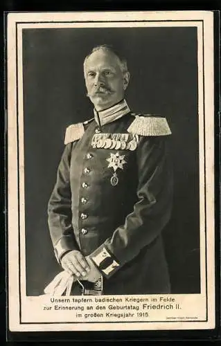AK Grossherzog Friedrich II. von Baden in Uniform