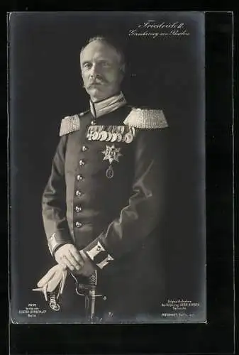 AK Friedrich II. Grossherzog von Baden in Uniform mit Orden