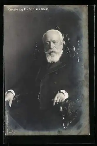 AK Grossherzog Friedrich von Baden in einem Stuhl