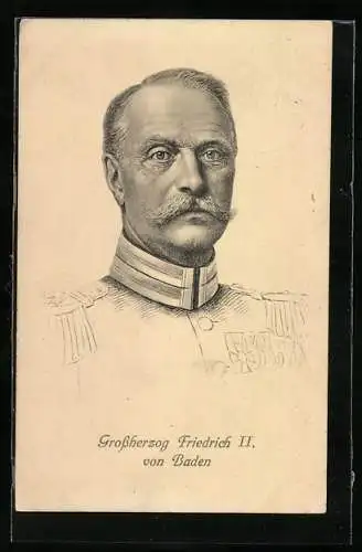 AK Portrait Grossherzog Friedrich II. von Baden in Uniform