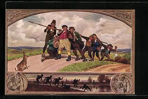 Künstler-AK Paul Hey: Märchen Die sieben Schwaben