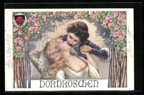 Künstler-AK Deutscher Schulverein Nr. 60: Dornröschen wird wach geküsst