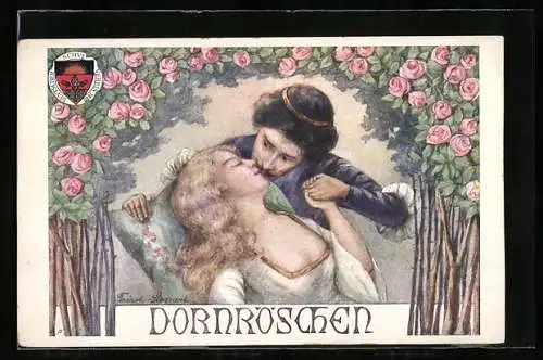 Künstler-AK Deutscher Schulverein Nr. 60: Dornröschen wird wach geküsst