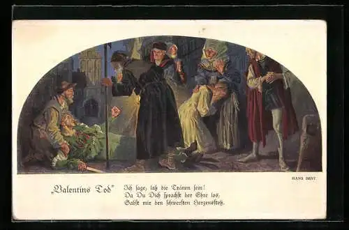 AK Leipzig, Gasthaus Auerbachs Keller, Mädler-Passage, Darstellung Valentins Tod