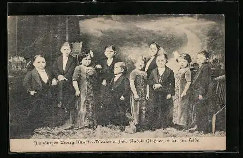 AK Hamburger Zwerg-Künstler-Theater, Gruppenfoto der Liliputaner