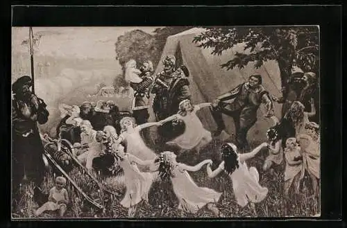 AK Sage die Hussiten vor Naumburg, tanzende Kinder