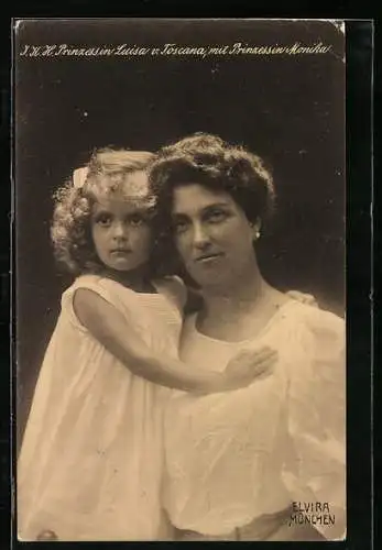 AK Porträt von Prinzessin Luisa v. Toscana mit Prinzessin Monika