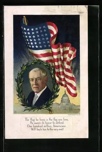 AK Woodrow Wilson, Präsident der USA, Nationalflagge