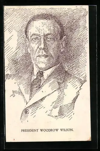 Künstler-AK Woodrow Wilson, Präsident der USA