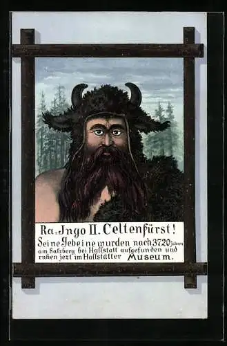 AK Hallstatt, Wandgemälde in der Gosaumühle, Celtenfürst Ingo II.
