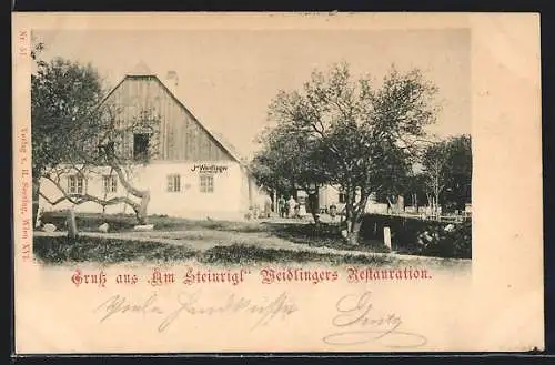 AK St. Andrä-Wördern, Weidlingers Gasthaus am Steinrigl