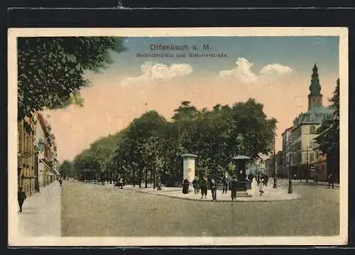 AK Offenbach / Main, Mathildenplatz und Biebererstrasse