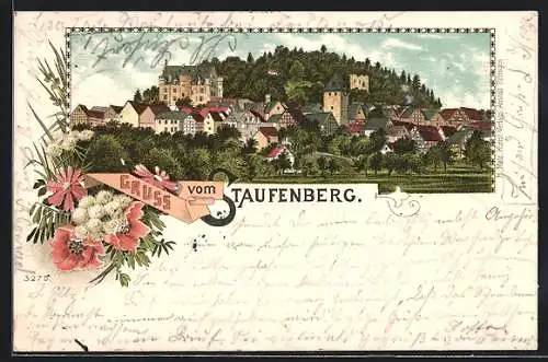 Lithographie Staufenberg / Lollar, Totalansicht