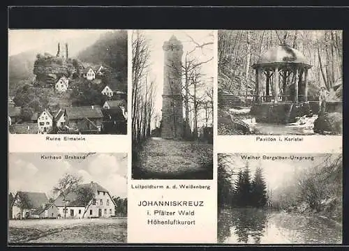 AK Trippstadt, Johanniskreuz, Kurhaus Braband, Ruine Elmstein, Pavillon i Karlstal, Wiher Burgalben-Ursprung