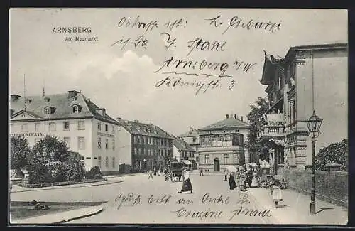 AK Arnsberg / Westf., Strassenpartie Am Neumarkt mit Hotel Husemann