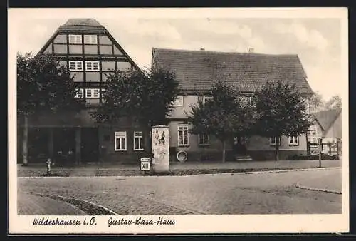 AK Wildeshausen i. O., Gustav-Wasa-Haus und Litfasssäule