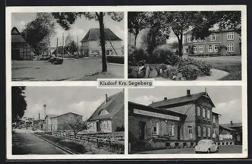 AK Kisdorf /Krs. Segeberg, Genossenschafts-Meierei, Strassenpartie, Denkmal, Handlung, VW-Käfer