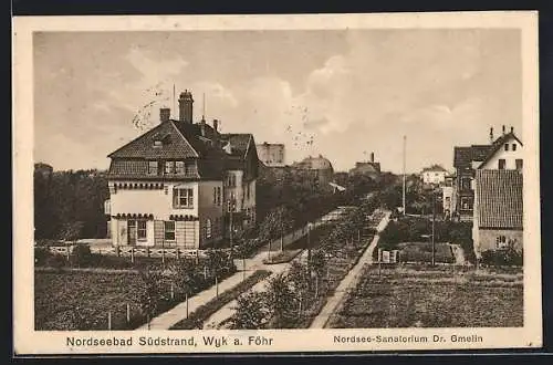 AK Südstrand bei Wyk a. Föhr, Nordsee-Sanatorium Dr. Gmelin
