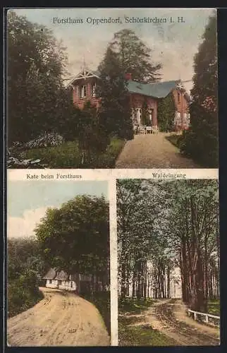 AK Schönkirchen i. H., Forsthaus Oppendorf, Kate beim Forsthaus