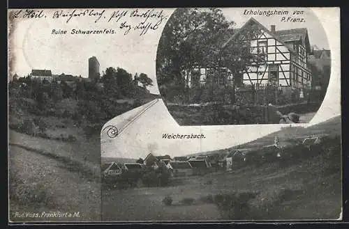 AK Weichersbach, Ruine Schwarzenfels, Erholungsheim von P. Franz