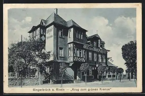 AK Bingerbrück a. Rhein, Hotel-Restaurant Krug zum grünen Kranze