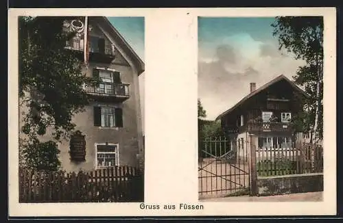 AK Füssen, Ortspartie mit Wohnhaus