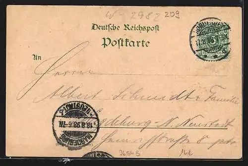 Lithographie Norderney, Dampfer am Hafen, Victoriahalle, Kaiserliches Postamt