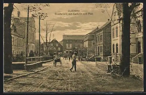 AK Olsberg, Strassenpartie mit Kurhaus und Post