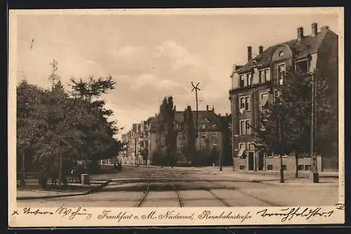 AK Frankfurt a. M.-Niederrad, Partie in der Rennbahnstrasse