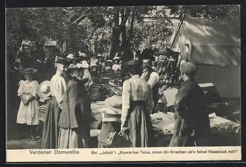 AK Verden, Volksfest Domweihe, Stoffhändler Jakob und Kunden