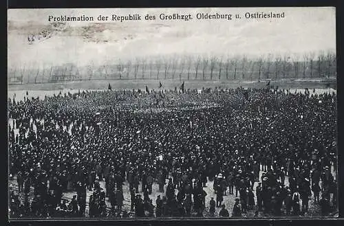 AK Rüstringen, Proklamation der Republik des Grossherzogt. Oldenburg und Ostfriesland 1918 durch Bernh. Kuhnt