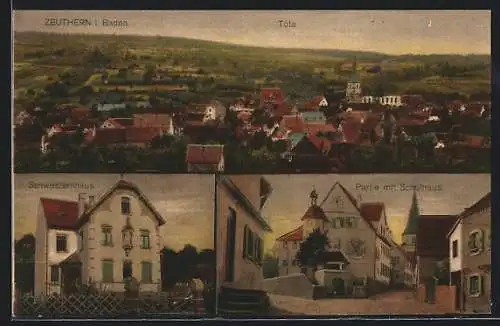 AK Zeuthern /Baden, Schwesternhaus, Partie mit Schulhaus, Totalansicht