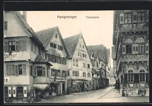 AK Markgröningen, Finstergasse, Strassenpartie mit Gasthaus Hieber